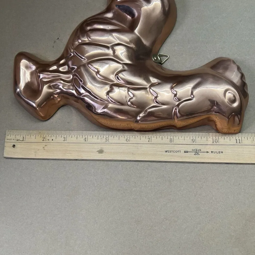 Rooster Metal Jello Mold Solid Copper and Silver Animal Shape Farmhouse